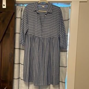 Blue and White striped maternity dress